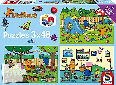 Puzzle - Die Maus: Ein Tag mit der Maus (3x48 Teile)