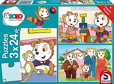 Puzzle - Bobo Siebenschl.: Freunde und Familie (3x24 Teile)