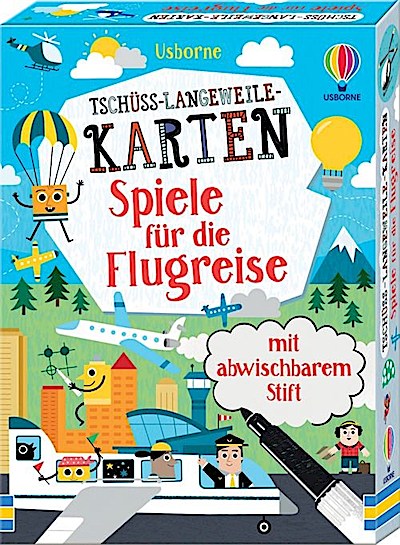 Tschüss-Langeweile-Karten: Spiele f.d. Flugreise (mit Stift)