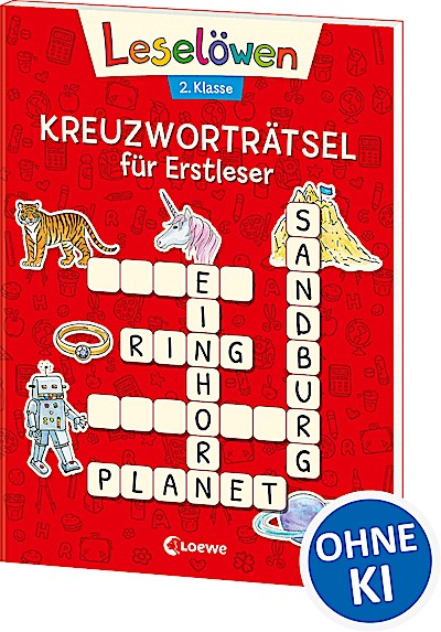 Leselöwen Kreuzworträtsel für Erstleser. 2. Klasse (Rot)